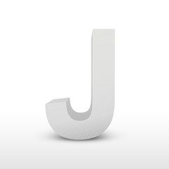 white letter J isolated on white