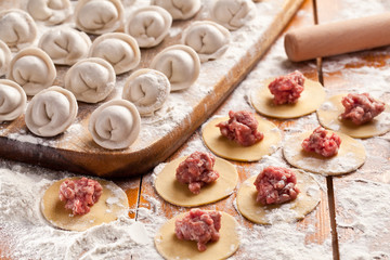 Dumplings. Cooking process.