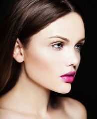 sensual model with bright makeup colorful lips