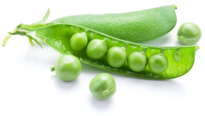 Fresh peas are contained within a pod.