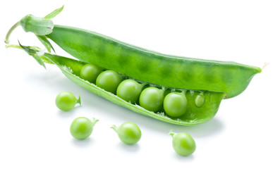 Fresh peas are contained within a pod.