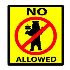 No Feeding Bears Yellow and Black Sign