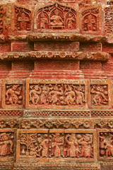 Terracota figures at Govinda Temple in Putia, Bangladesh.