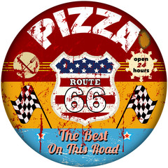 route 66 pizzeria sign, retro style, vector