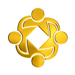 Group of people  holding each other in golden color. Teaming 4