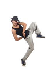 Man dancing isolated on the white