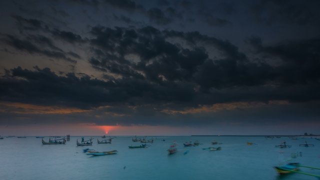 Sunset and Cloudscape time lapse at Jimbaran Bay, Bali.