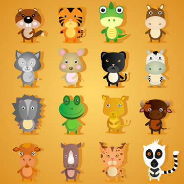 Set of cartoon animal characters