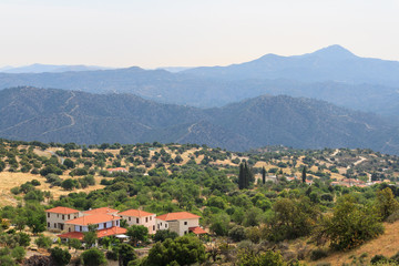 Fototapeta na wymiar Lefkara village with mountains, Cyprus
