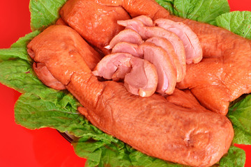 다양한 훈제오리 바베큐요리