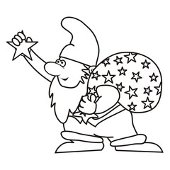 Santa Claus, coloring book, back and white vector illustration