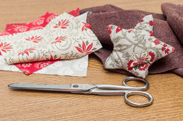 Handmade christmas decoration, Star made of fabric