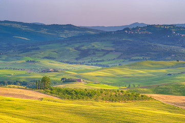 Tuscan spring in fields on the landscape