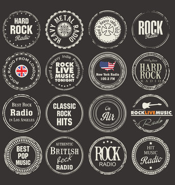 Rock radio station grunge badges