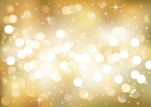 Golden festive lights, vector background.