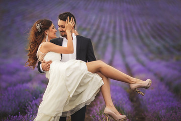Fototapeta na wymiar Wedding lavender field.