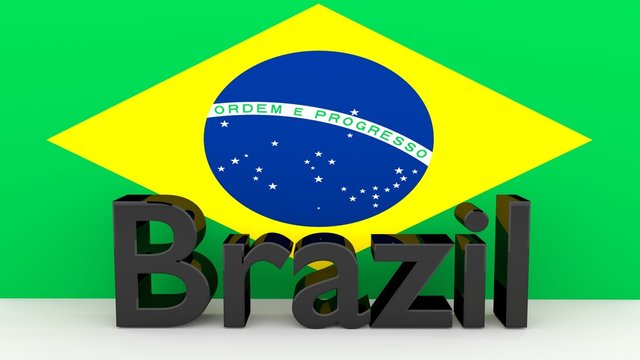 Writing Brazil in front of a brazilian flag