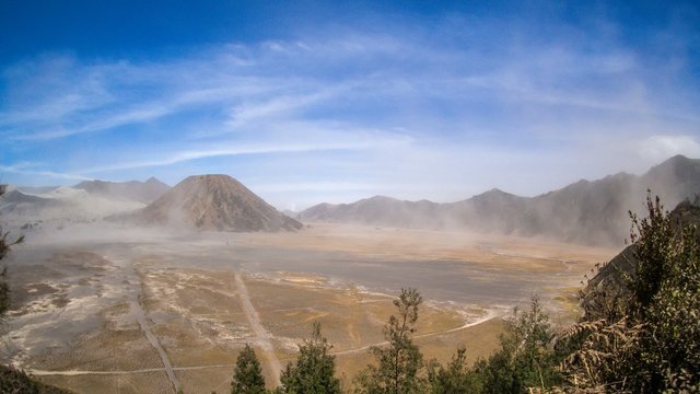 Sandstorm Time Lapse in a valley, pan to the left