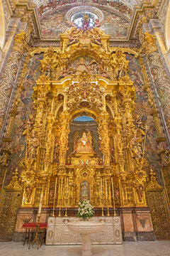 Seville - The baroque side altar of Church of El Salvador