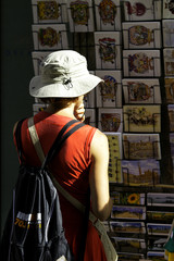 Tourist in Siena, Tuscany. Color image