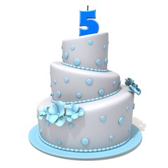 Birthday cake with number five