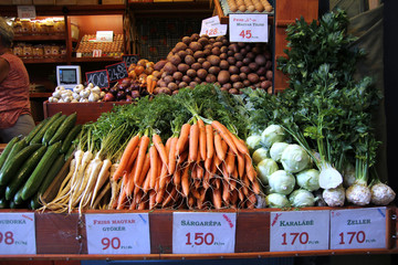 Vegetables at the market in Budapest, Hungary