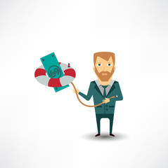 insurance agent keeps a lifeline with money