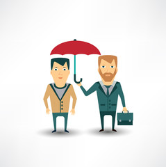insurance agent holding umbrella