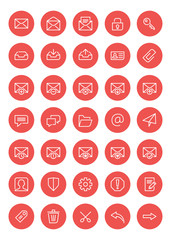 Thin line mail icons set for web and mobile apps