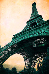 Eiffel Tower - retro postcard styled.