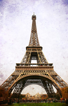 Eiffel Tower - retro postcard styled.