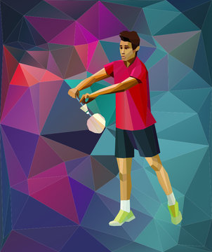 Badminton serve, triangle style badminton player