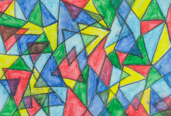 Colorful abstract triangle mosaic background made by water color