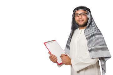 Concept with arab man isolated on white
