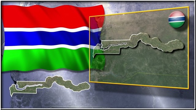 The Gambia flag and map animation
