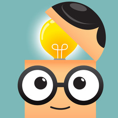 Business man with idea light bulb head concept