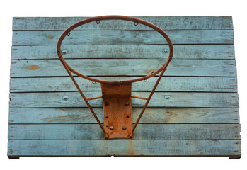 Basketball hoop with cage isolated on white background