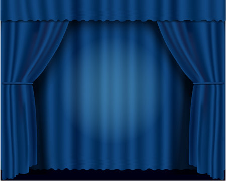 Blue vector illustration theatrical curtains