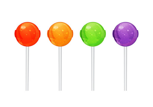 Set of colorful candy on a stick. vector