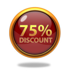 Discount 75 circular icon on white background
