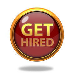 Get hired circular icon on white background