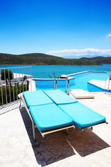 Fototapeta na wymiar Swimming pool at luxury hotel, Crete, Greece
