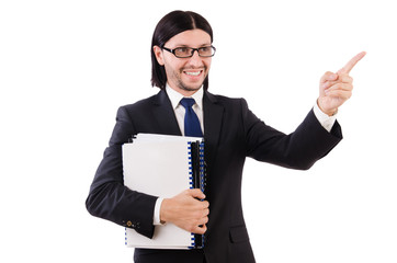 Young businessman isolated on the white background