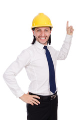 Young architect isolated on white