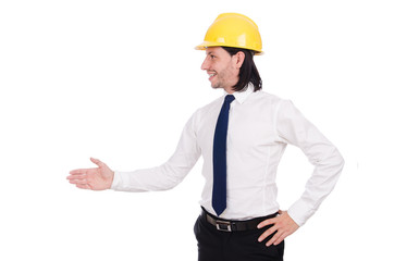 Young architect isolated on white