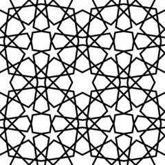 Naklejka premium Black and white geometric seamless pattern background..