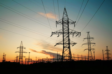 Power station at sunset