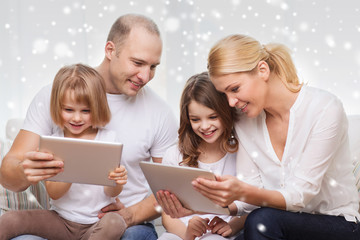 happy family with tablet pc computers