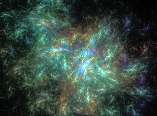 Light green bright nebula abstract fractal background