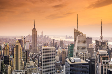 Fototapeta na wymiar New York City Midtown Manhattan Cityscape Aerial View